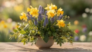 Ostergesteck mit Gartenblumen: Narzissen und Traubenhyazinthen richtig kombinieren…
